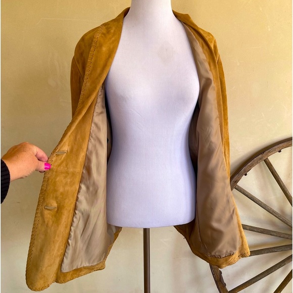 RALPH LAUREN Suede Whip Stitch Leather Western Jacket Silver Turquoise Buttons M - Picture 4 of 15